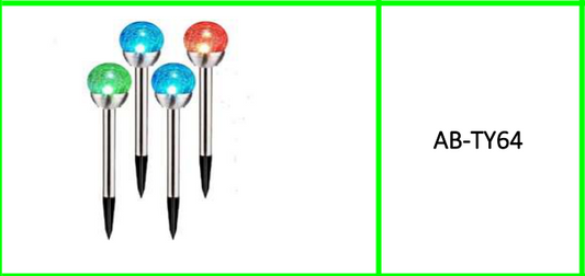 Aerbes Cracked Glass Ball Solar  Powered Spike Light RGB 4pcs