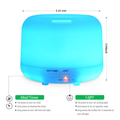aromatherapy diffuser, with 7 LED colours, BPA-free, for essential oils, ultrasonic humidifier for the bedroom