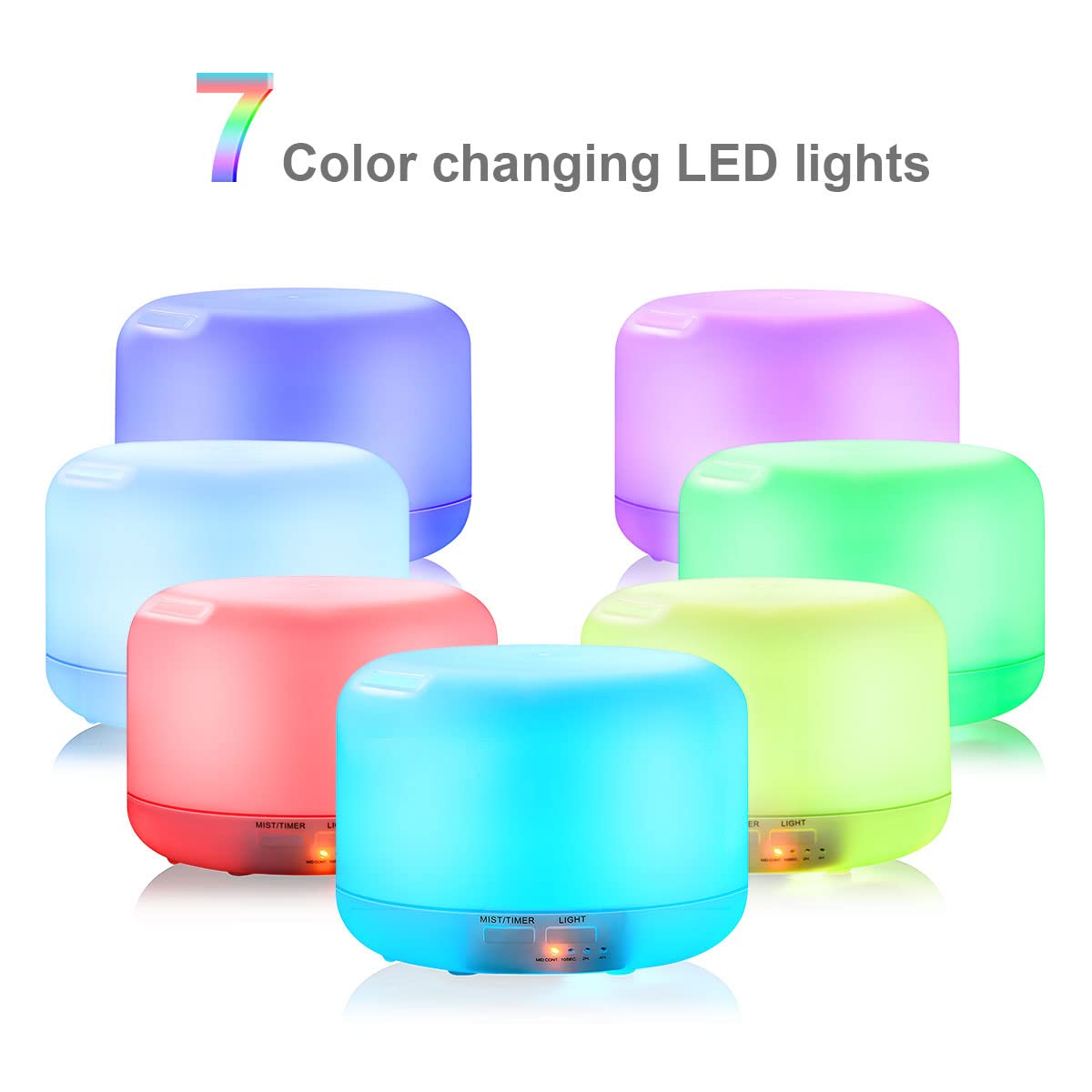 aromatherapy diffuser, with 7 LED colours, BPA-free, for essential oils, ultrasonic humidifier for the bedroom