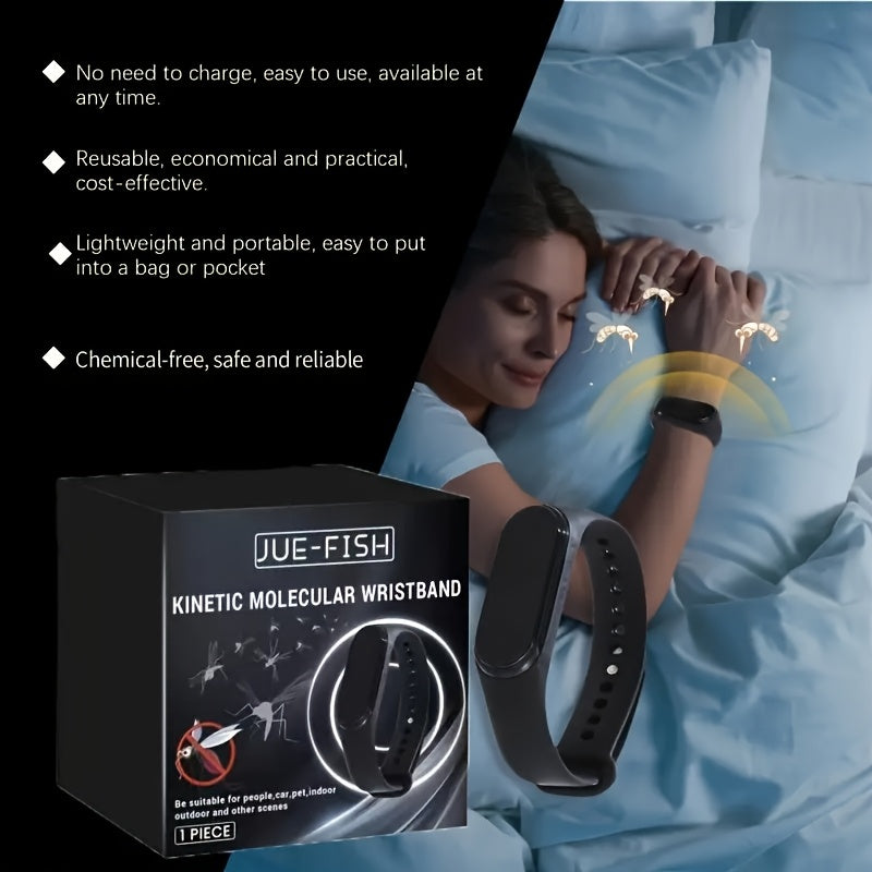 Black Electronic Mosquito Repellent Wristband – Comfortable Fit  Physical Insect Repellent  Non Toxic  Unisex Design  Suitable for Fishing and Outdoor Activities  Includes 2 Button Batteries  Stylish Wearable Bracelet | Modern Wearable | Physical Insect R