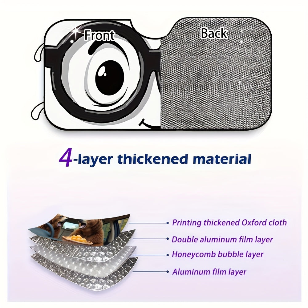 1pc  Fun Cartoon Eyes Design RV Windshield Sunshade  Includes 4 Suction Cups  Ideal for Keeping SUVs and Trucks Cool and Protected from the Sun