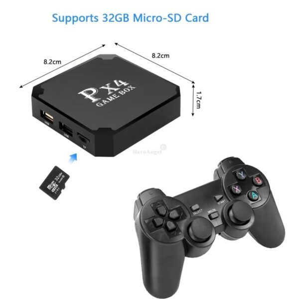 PX4 Retro Game Console 3000+ Games Wireless Dual Joystick Support HD/AV Out with 32gb Micro SD Card