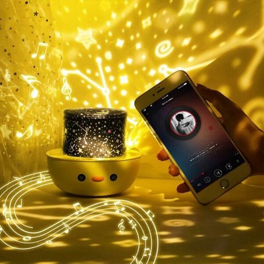 Duck LED Projector Night Light Projector Lamp 360 Degree Rotation Projection Music Box 2 in 1
