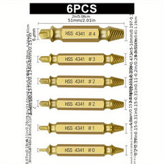 6pcs Damaged Screw Extractor Bit Set with Tool Box  HSS Screw Extractor  Hand Tool Accessories