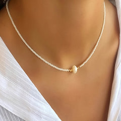 Elegant Adjustable Freshwater Pearl Necklace for Women   Versatile Boho Chic Style  Ideal for Daily Wear and Special Occasions  with a Golden Clasp and Glass Beads