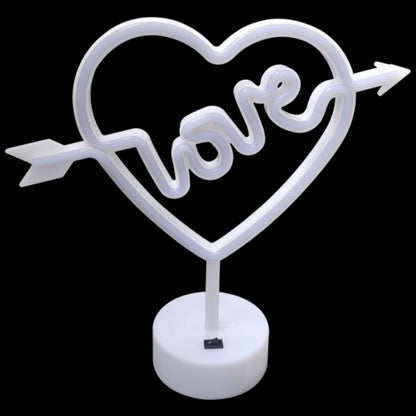 B-18 USB DC Cable Or Battery Operated Cupid Heart Neon Lamp With Base