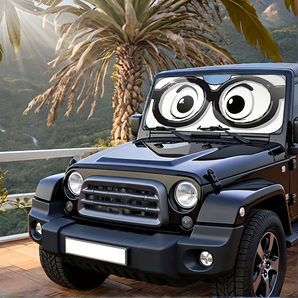 1pc  Fun Cartoon Eyes Design RV Windshield Sunshade  Includes 4 Suction Cups  Ideal for Keeping SUVs and Trucks Cool and Protected from the Sun