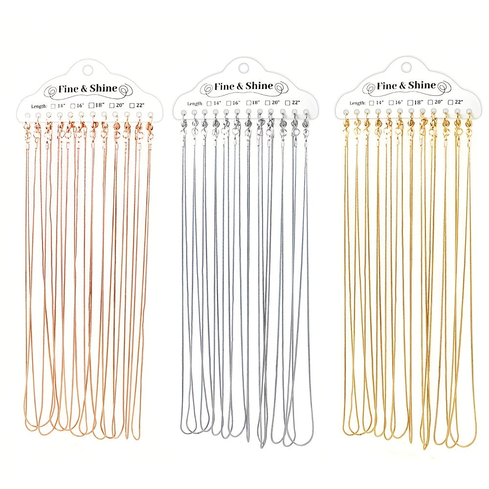 10pcs 40.64 76.2cm ROSE Golden / GOLDEN / PLATED SNAKE CHAINS PLAIN NECKLACES 10 PACKS WHOLESALE