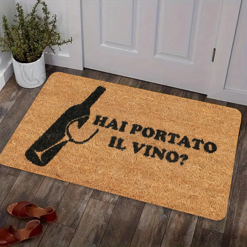 1Pc Italian Wine Themed Doormat With "Hai Portato Il