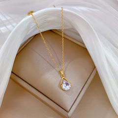 Simple Luxury Cubic Synthetic Cubic Zirconiaia Necklace for Women & men   Elegant Copper Pendant & Chain Jewelry  Sparkling CZ Gift for Anniversary  Wedding   Durable Affordable Luxury Accessory