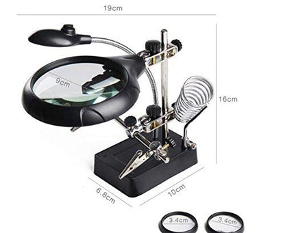 LED lamp 90mm Glass Mirror 3 Lens Repair Special Desktop Magnifying Glass Tools