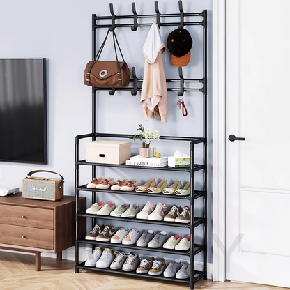 Clothes Rack Simple Drying Rack Floor Multifunctional 4/5 Tier Shoe Rack Organizer Simple Floor Coat Rack Shoe Hat Rack Bedroom hanger shoe organizer