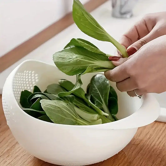 1Pc, Plastic Rice Washing Bowl With Strainer - Efficiently Wash Small Grains And Kitchen Gadgets