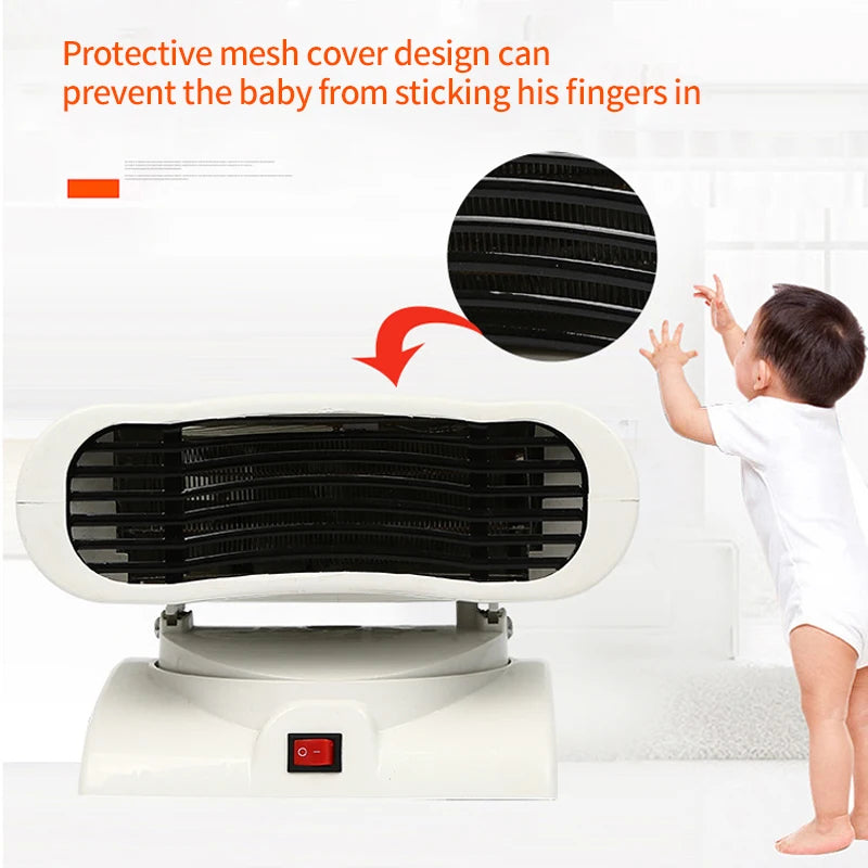 1500W Portable Electric Heater Miniature Head-shaking Mute Household Electric Heating Fan Desktop Electricity Saving Heater