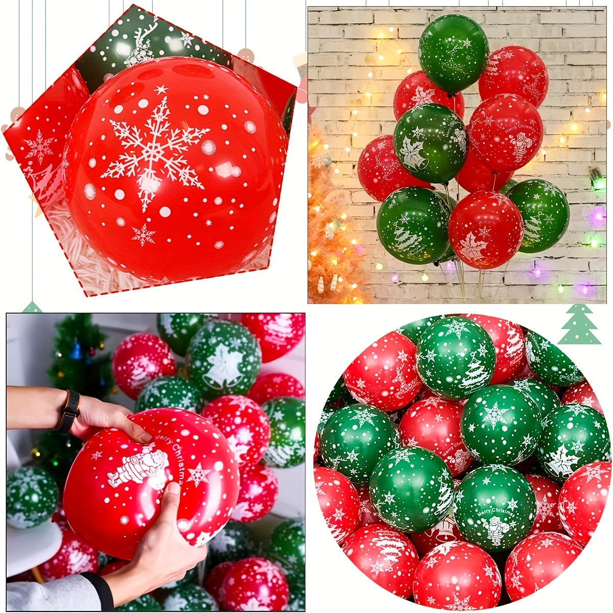 30pcs 25.4 cm Christmas Latex Balloons   Golden Green Red Confetti with Snowflake & Holly Patterns  Shiny Metallic Finish  Helium Ready for Indoor/Outdoor Xmas New Year Party Decorations (No Helium Included)   Durable & Easy Setup