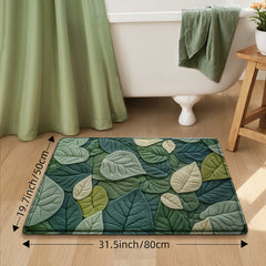 1pc DAJIANG Leaf Pattern Bath Mat   Soft  Absorbent  Non Slip Bathroom Rug for Shower  Bathtub  and Sink  Green Leaf Design  Machine Washable Polyester  Home Decor for Spring and Summer  Shower Accessory | Vibrant Bathroom Mat | Machine Washable Mat