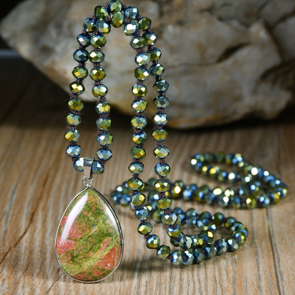 Handmade Natural Stone Beaded Long Necklace   Boho Chic Multicolor Labradorite  Tiger Eye  Rose Quartz  Lapis Lazuli & Unakite Pendant Jewelry for Women  Birthstone Gift  Vacation & Casual Attire