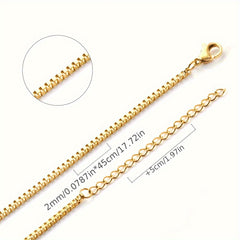 A 316L Stainless Steel Chain Box Chain Necklace for Women And Men  Trendy Hip Hop 316L Stainless Steel Jewelry Accessory with a Simple And High End Chain for Women  New Style DIY Women'S Collar Necklace.