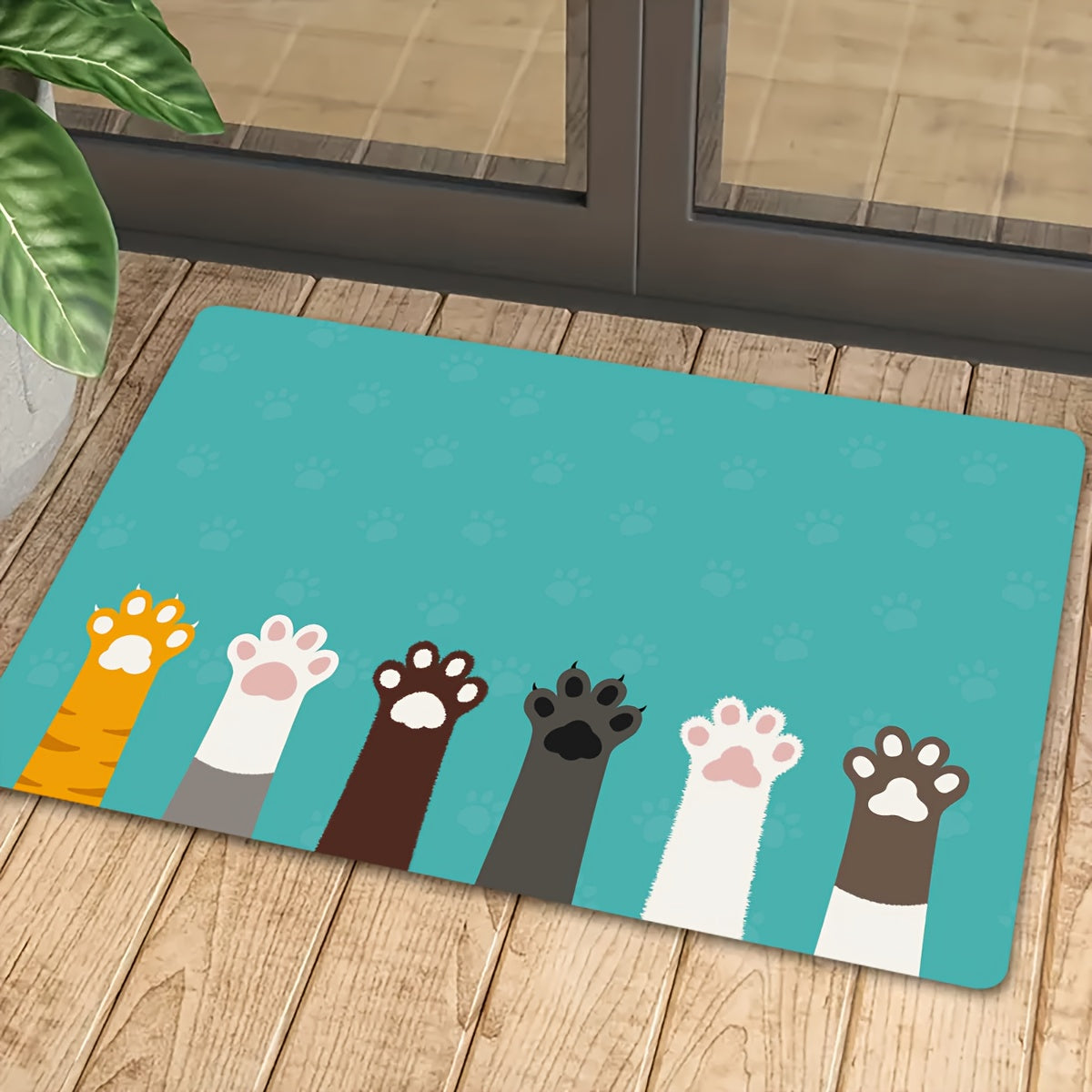 1Pc Cute Cat Paw Print Anti Slip Bath Mat