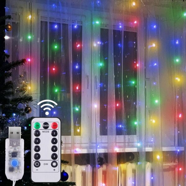 Aerbes AB-CL01-1 RGB Copper Wire Fairy Curtain Light With Remote Control 3x2M