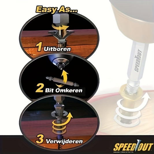 4pcs Steel Broken Speed Out Damaged Screw Extractor Drill Bit Remover Guide Set