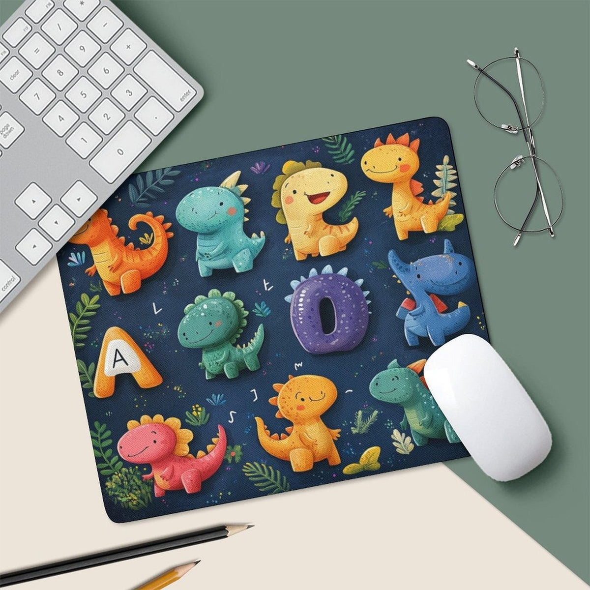 & Learning A Z Dinosaur & Color Coded Alphabet Mouse Pad   Non Slip Small Computer Desk Mat with A to Z Letter Chart  Cute Dino ABC Chart Design &  PC/Lab  Aesthetic Mouse Pad  Oversized Mouse Pad  Mouse Pad Aesthetic  Computer Mouse Mat  Mouse Pad Big  W