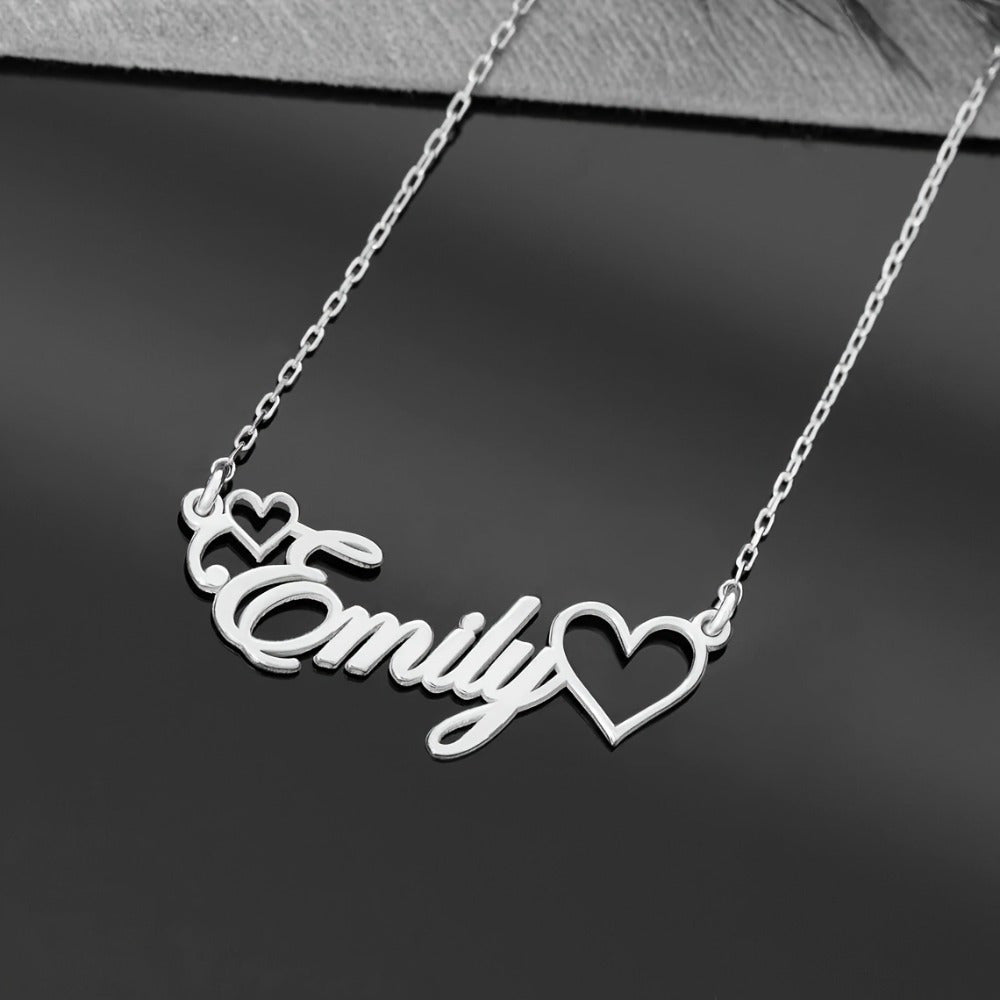 Custom Heart and Name Necklace  Elegant 18K Golden plated Plated 201 Stainless Steel Pendant Durable  Waterproof  Personalized Name Tag  Ideal Gift for Valentine's Day  Mother's Day  Father's Day  Birthdays  and Special Occasions  for Teenager