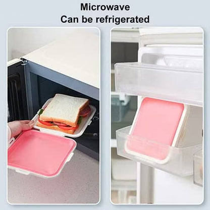 Sandwich Storage Box Reusable Silicone Lunch Box Food Storage Case Microwave Safe Lunch Box Food Container Sandwich Boxes
