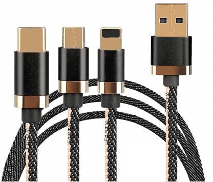 Treqa CA-830 3 in 1 Cable 3.1A Type C, V8 And Lightning To USB