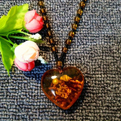 Bohemian Ethnic Love Pendant  Crafted with Synthetic Resin and Gemstone  Unique Vintage Jewelry Gift for Daily Wear or Party Events