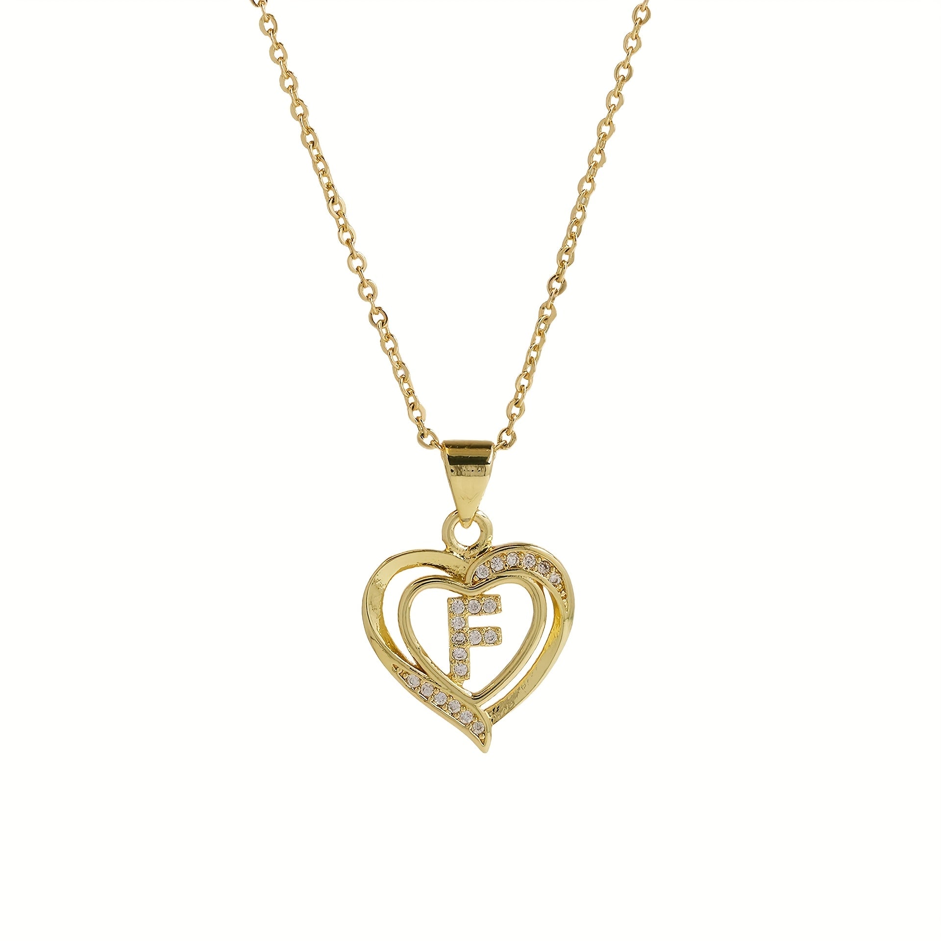 1pc 's Initial Necklace   1 Golden Plated Golden Plated Heart Pendant with A Z Letters (A Z)   Name Jewelry Gift for Wedding  Mother's Day    Elegant Golden Tone Initial Charm for Casual Attire & Special Occasions  for Teenager