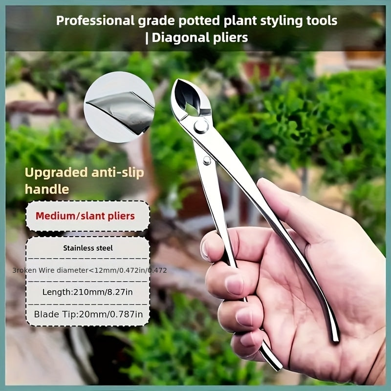 420 Stainless Steel 2 in 1 Slant Nose Ball Pliers and Pruning Shears   Ergonomic Heat Treated Gardening Trimmer  Suitable for Branches  Shrubs  Hedges   Polished Rustproof Manual Tool with Multifunctional Durable Design Essential Garden Decoration Equipme