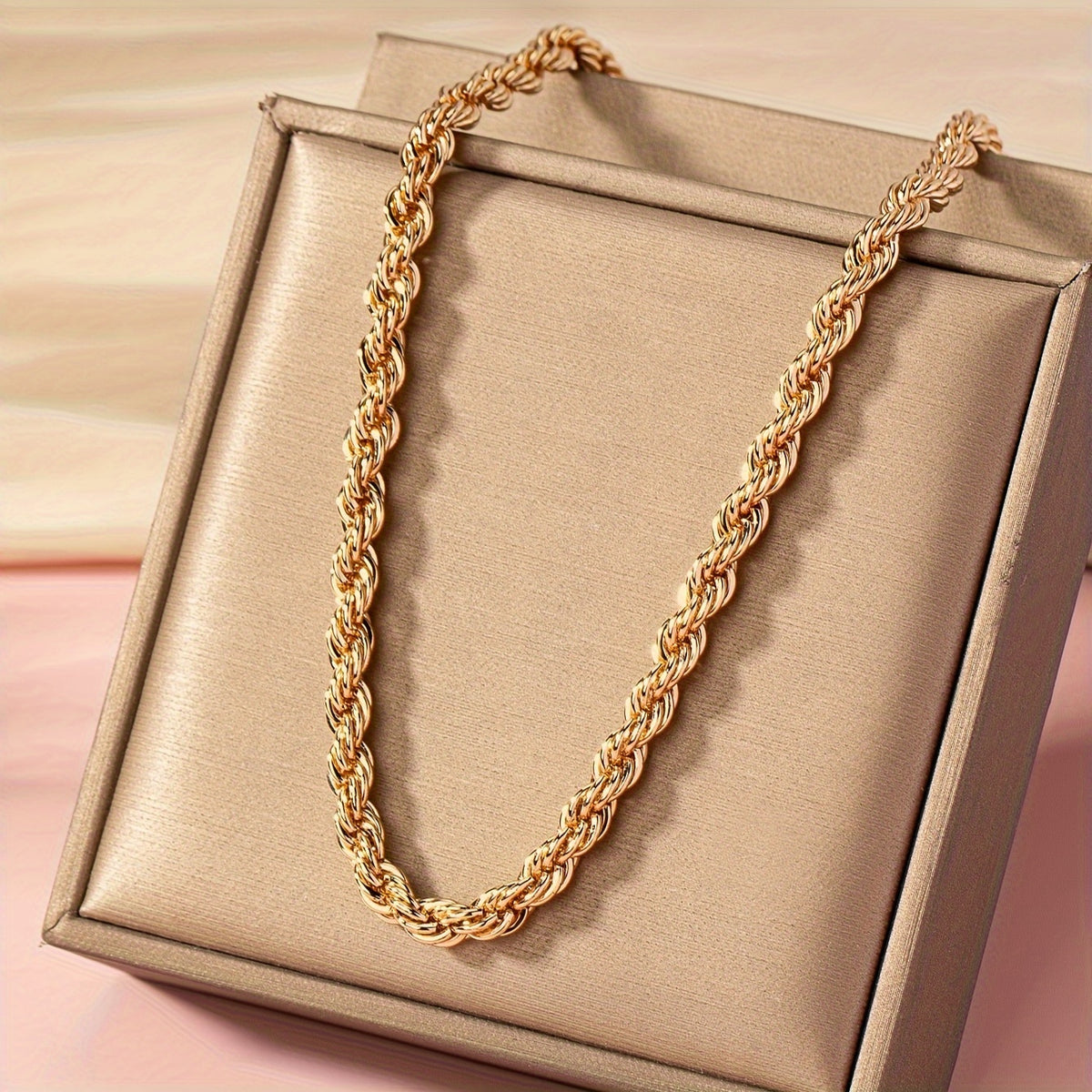 Golden Twist Necklace Adjustable Thick Clavicle Chain Luxury Style Make Your Call Match Daily Outfits Party Accessory