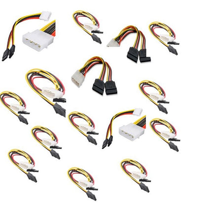 SE-L124 4 Pin Molex Power to 2 SATA Adapter Converter Y Split Cable Pack of 100