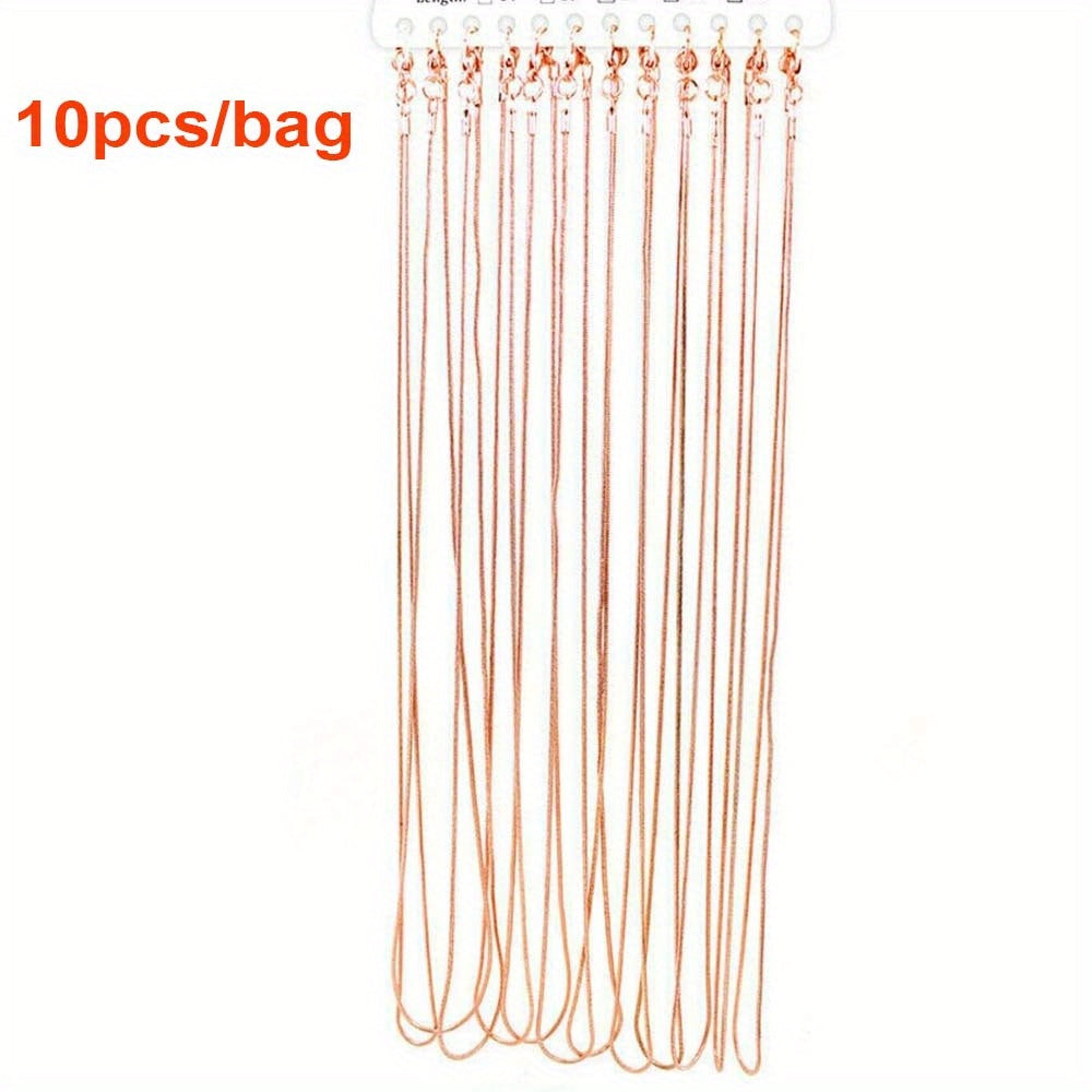 10pcs 40.64 76.2cm ROSE Golden / GOLDEN / PLATED SNAKE CHAINS PLAIN NECKLACES 10 PACKS WHOLESALE