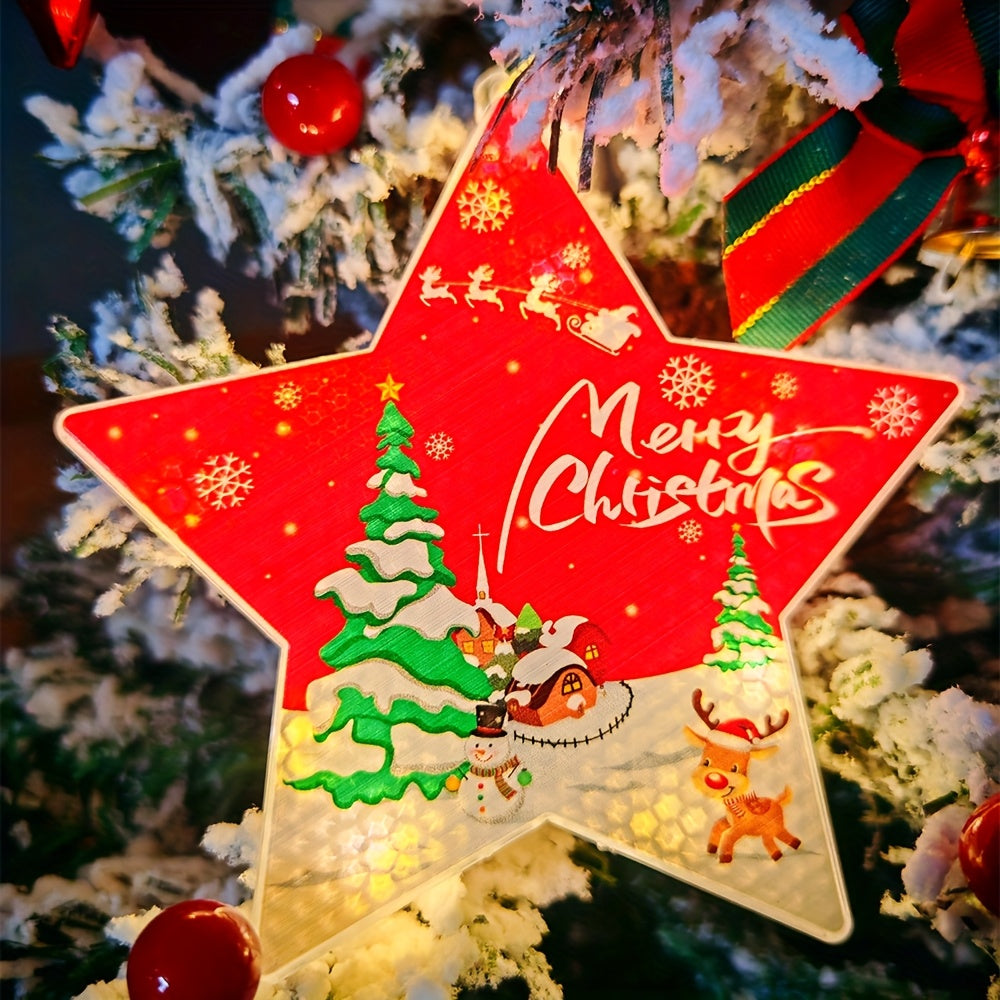 1pc Christmas LED hanging Lights  Reindeer  snowflakes  Christmas tree  snowman  socks  stars Design  Cute Style  Battery Powered  Indoor Holiday Decor  for Home  Wall  Window  Curtain  Party  Bedroom  Xmas Tree Decoration  Indoor Hanging Lights