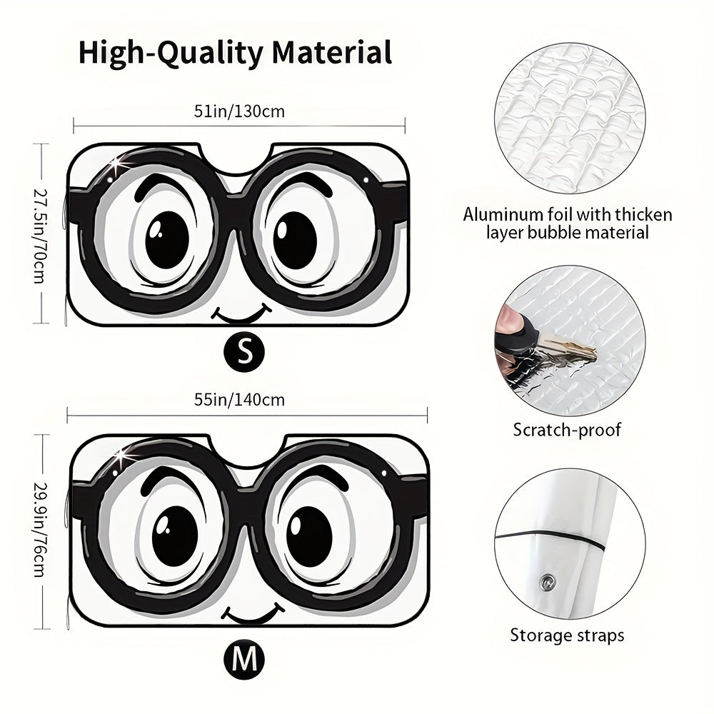 1pc  Fun Cartoon Eyes Design RV Windshield Sunshade  Includes 4 Suction Cups  Ideal for Keeping SUVs and Trucks Cool and Protected from the Sun