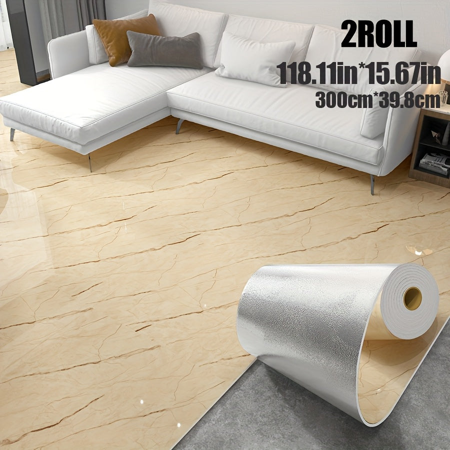 2 Rolls  Thickened Large Roll 3mm  15.67 Inches x 118.11 Inches  European Retro 3D Marble Flooring Stickers  Peel and Stick  Removable and Easy to Maintain  Pvc Wallpaper  Scratch resistant  Multi functional Design Suitable For Bedroom  Living Room