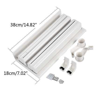 3 in 1 Foil Cling Film Tissue Paper Roll Holder for Kitchen with Spice Rack -White | Kitchen Triple Paper Roll Dispenser & Holder for Tissue Paper Roll