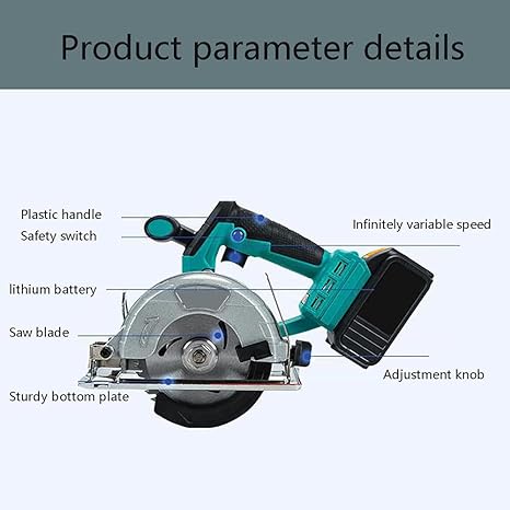20V Electric Hand Saw, 4.0Ah Battery, 6-1/2 Inch, 1000W Saws For Woodworking with Fast Charger, 2 Blades for Wood, Plastic, Soft Metal and Tile Cuts