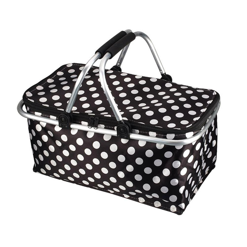 Insulated Foldable Picnic Basket 30L Insulated Bag Folding Basket with Aluminum Handle Portable Fresh-keeping Bag Beer Lunch Home Use