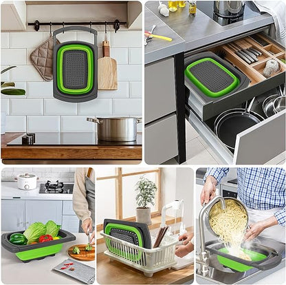 Silicone Collapsible Strainer with Extendable Handle Over Sink Drain Basket for Pasta, Vegetables, Fruits, Tableware, Home, Kitchen