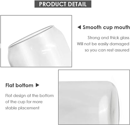 4 Pack Beer Glasses with Bamboo Lid Straws Heat Resistant Glasses