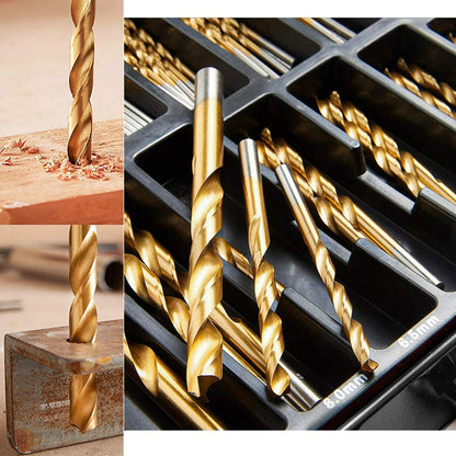 99PCS Titanium Coated Twist Drill Bit Set with Case