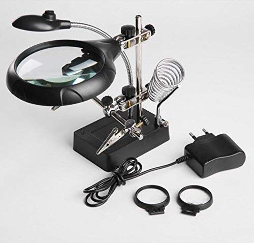 LED lamp 90mm Glass Mirror 3 Lens Repair Special Desktop Magnifying Glass Tools