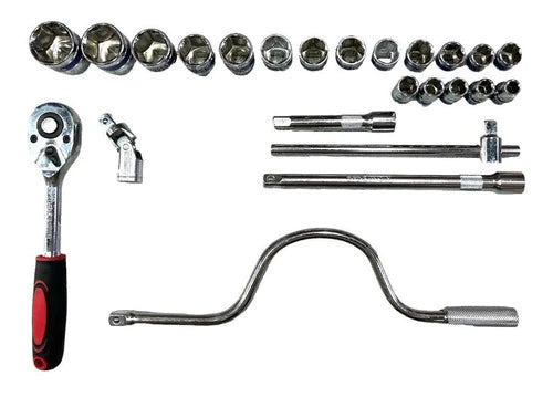 25Pcs Portable Car Repair Maintenance Mechanical Socket Wrench Hand Tool Kit