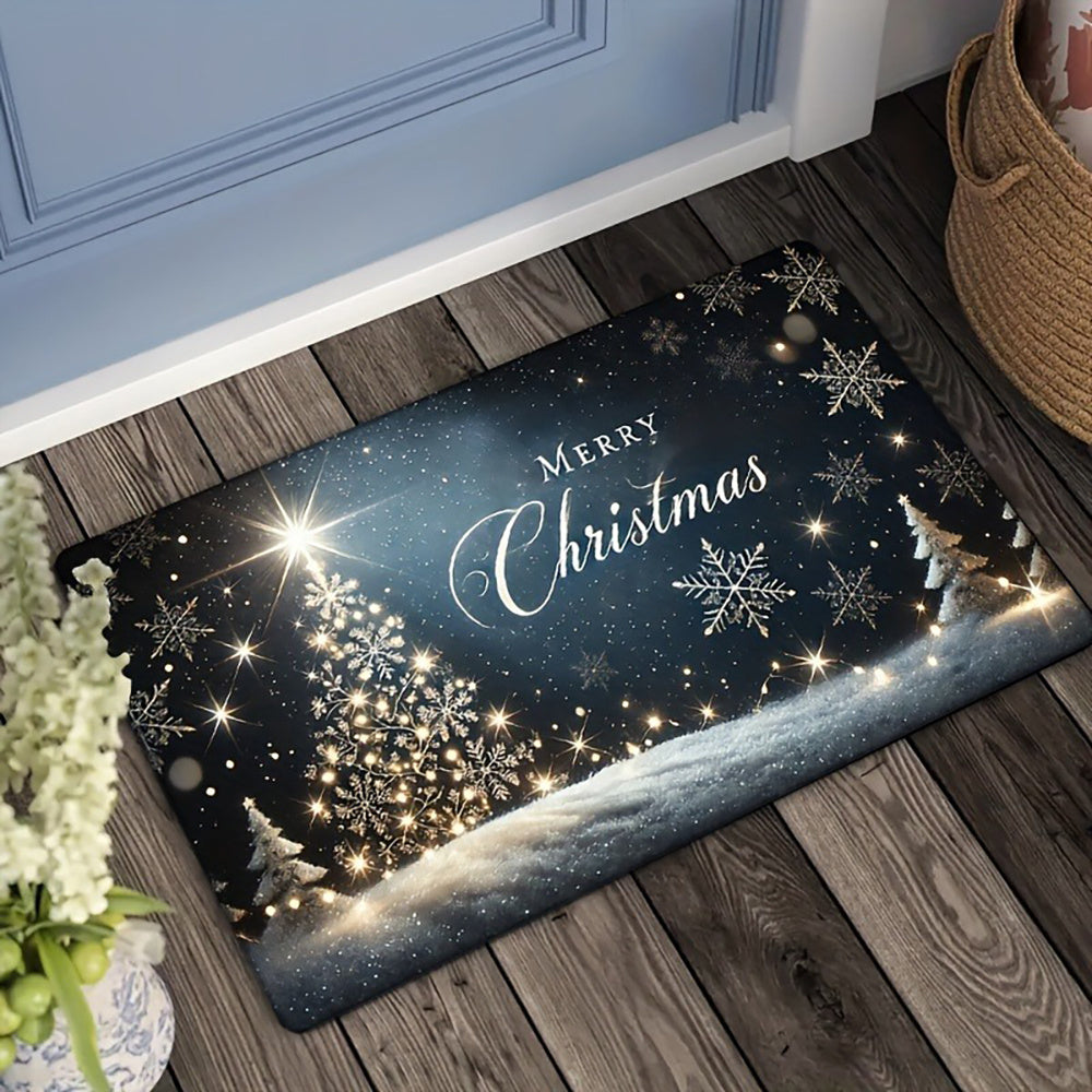 1Pc Christmas Sparkling Snowflake Doormat Welcome The Joyful Season