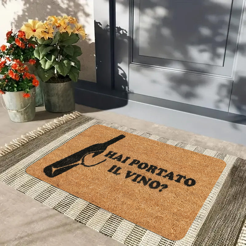 1Pc Italian Wine Themed Doormat With "Hai Portato Il