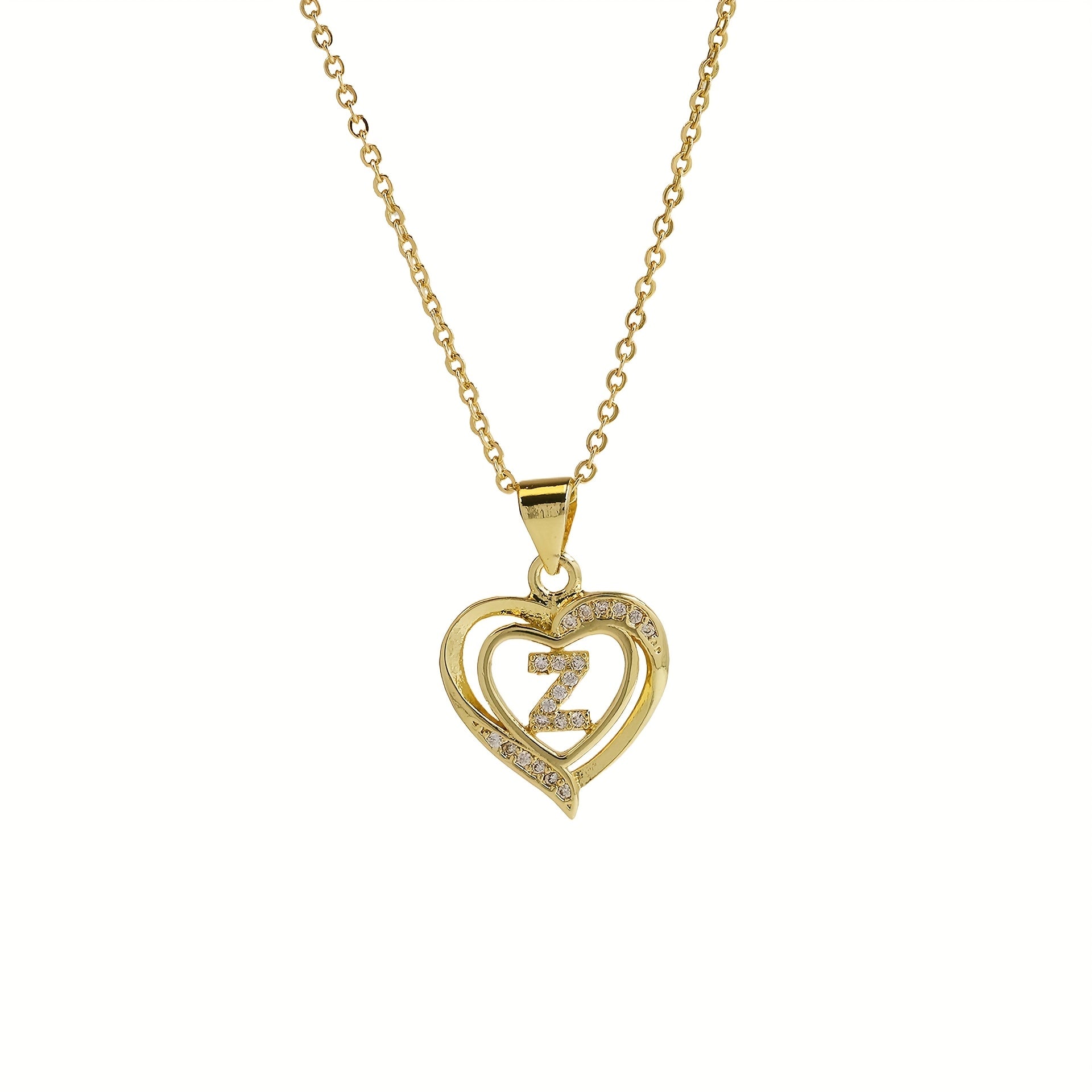 1pc 's Initial Necklace   1 Golden Plated Golden Plated Heart Pendant with A Z Letters (A Z)   Name Jewelry Gift for Wedding  Mother's Day    Elegant Golden Tone Initial Charm for Casual Attire & Special Occasions  for Teenager