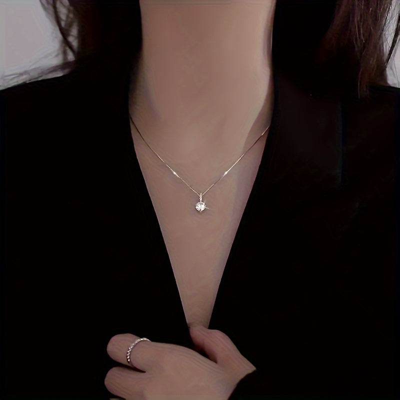 1pc Elegant Synthetic Zirconia Teardrop Pendant Necklace   Sparkling Clavicle Chain Jewelry for Women  Perfect for Valentine'S Day  Anniversaries  Birthdays & Parties  Daily Wear Necklace | Sparkling Pendant | Zirconia Gemstone